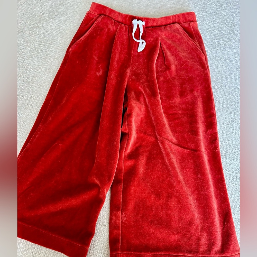 Open Edit Girls Paprika Velour Wide-Leg Pants